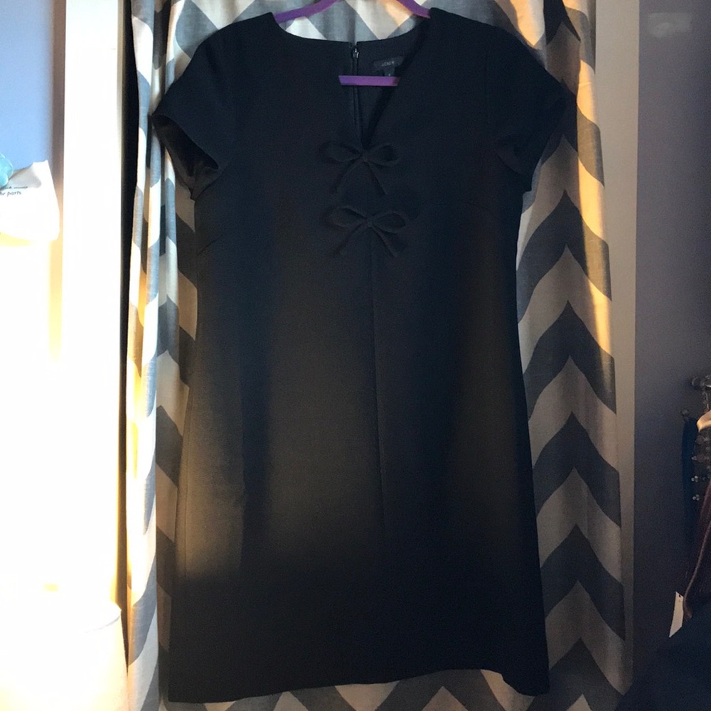 J. Crew Black Mini Dress with Bow Details